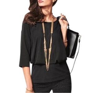 Cabi Women’s #5205 Black Indulgence Layered Career Blouse, size xs